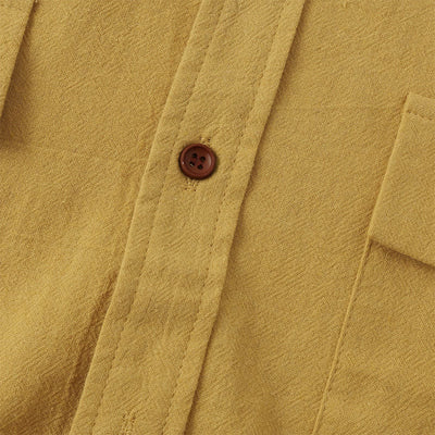 Buddha Stones Summer Casual Solid Buttons Men's Short Sleeve Shirts With Decorative Pockets - image 5