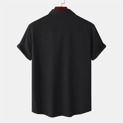 Buddha Stones Summer Casual Solid Buttons Men's Short Sleeve Shirts With Decorative Pockets - image 9