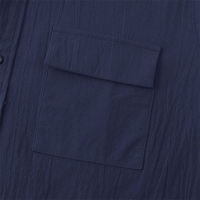Buddha Stones Summer Casual Solid Buttons Men's Short Sleeve Shirts With Decorative Pockets - image 25