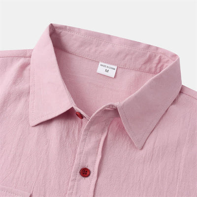 Buddha Stones Summer Casual Solid Buttons Men's Short Sleeve Shirts With Decorative Pockets - image 45