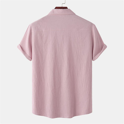 Buddha Stones Summer Casual Solid Buttons Men's Short Sleeve Shirts With Decorative Pockets - image 44