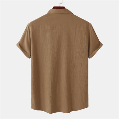 Buddha Stones Summer Casual Solid Buttons Men's Short Sleeve Shirts With Decorative Pockets - image 51