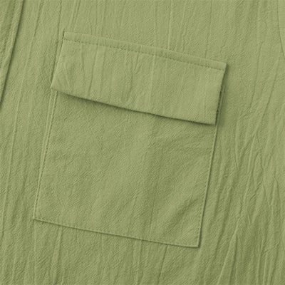 Buddha Stones Summer Casual Solid Buttons Men's Short Sleeve Shirts With Decorative Pockets - image 68