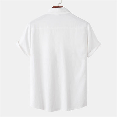 Buddha Stones Summer Casual Solid Buttons Men's Short Sleeve Shirts With Decorative Pockets - image 79