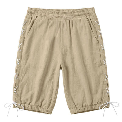 Buddha Stones Summer Casual Drawstring Side Slit Solid Bermuda Shorts Men's Straight Leg Pants With Pockets - Tan - US/UK/AU44，EU54 (3XL) - image 0