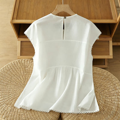 Buddha Stones Summer Casual Solid Crew Neck Women's Cap Sleeve T-Shirts Tank Top - image 16