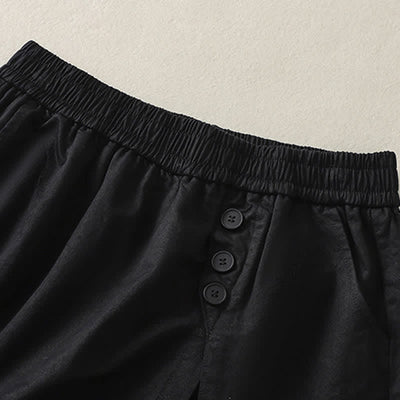Buddha Stones Summer Casual Decorative Buttons Solid Women's Shorts With Pockets - image 19