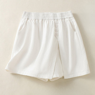 Buddha Stones Summer Casual Decorative Buttons Solid Women's Shorts With Pockets - image 14