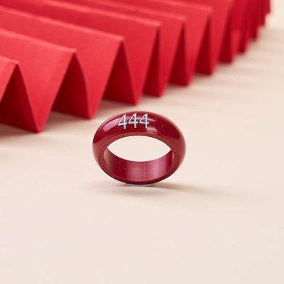 Buddha Stones Cinnabar Round Carved 444 Angel Number 888 Angel Number Blessing Ring - image 3