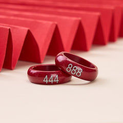 Buddha Stones Cinnabar Round Carved 444 Angel Number 888 Angel Number Blessing Ring - image 0
