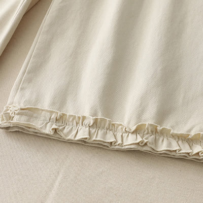 Buddha Stones Spring Casual Solid Cotton Ruffle Hem Women's Wide Leg Pants With Pockets - image 11