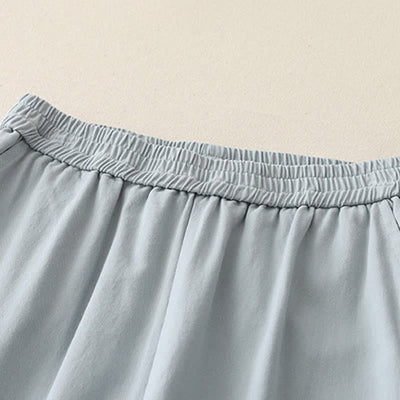 Buddha Stones Spring Casual Solid Cotton Ruffle Hem Women's Wide Leg Pants With Pockets - image 1