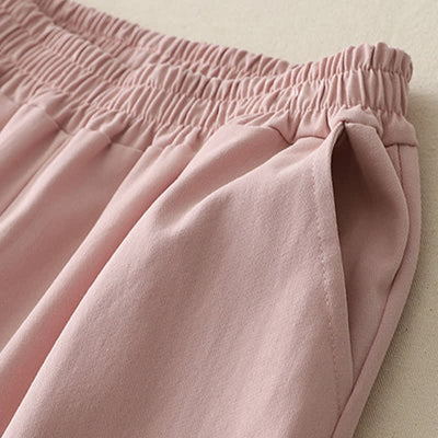 Buddha Stones Spring Casual Solid Cotton Ruffle Hem Women's Wide Leg Pants With Pockets - image 14