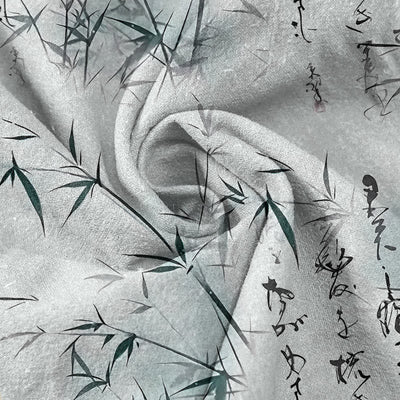 Buddha Stones Cotton Ink Bamboo Calligraphy Pattern Men's Short Sleeve Half Button Shirt - image 2