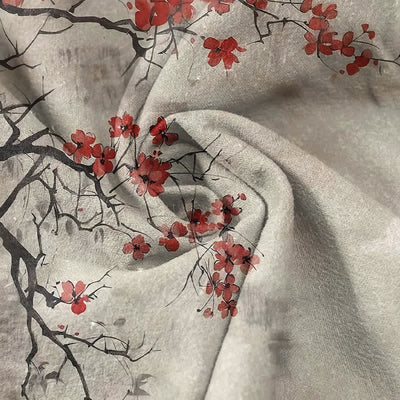 Buddha Stones Cotton Plum Blossom Branch Pattern Men's Short Sleeve Half Button Shirt - image 2