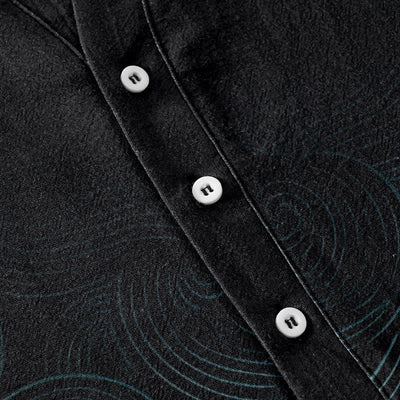 Buddha Stones Cotton Concentric Ripple Pattern Men's Short Sleeve Half Button Shirt - image 3