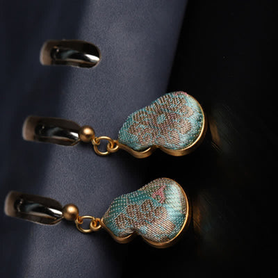 Buddha Stones Song Brocade Gourd Shaped Floral Blessing Handcrafted Drop Earrings - image 4