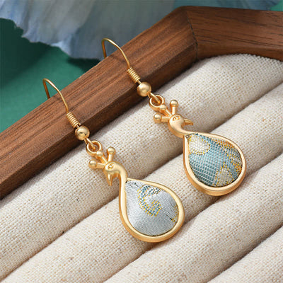 Buddha Stones Song Brocade Colorful Tone Floral Prosperity Drop Earrings - image 11