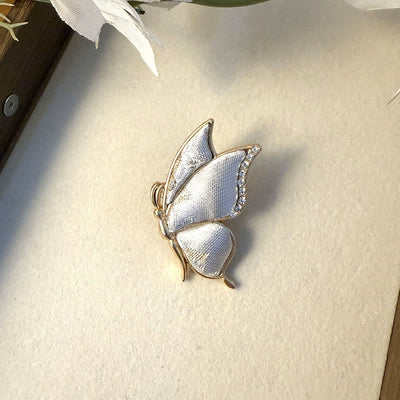 Buddha Stones Handcrafted Butterfly with Rhinestone Transformation Tone Alloy Brooch - Butterfly(Transformation ♥ Love) - White - Song Brocade (Prosperity♥Harmony) - image 8