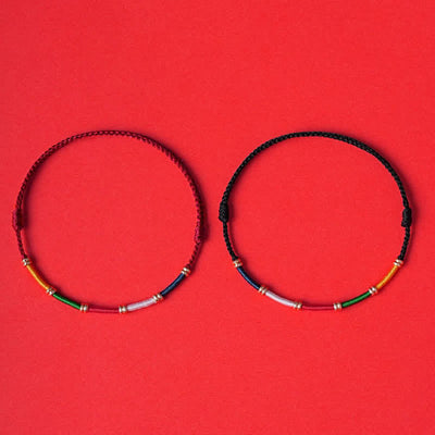 Buddha Stones Handmade Five Color Wind Horse Prayer Flag Protection Bracelet - image 4