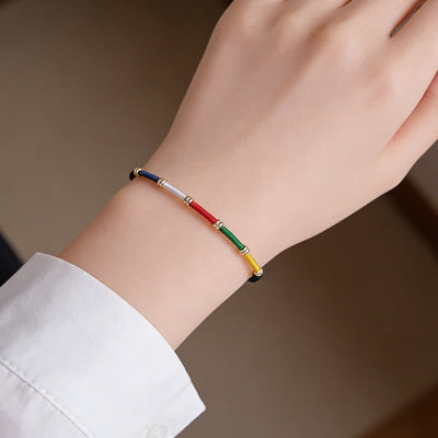 Buddha Stones Handmade Five Color Wind Horse Prayer Flag Protection Bracelet - image 8
