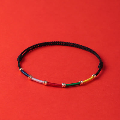 Buddha Stones Handmade Five Color Wind Horse Prayer Flag Protection Bracelet - image 3
