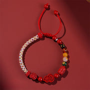 Foviel Cinnabar Fu Character Gourd Fortune Hand-Woven Red String Bracelet