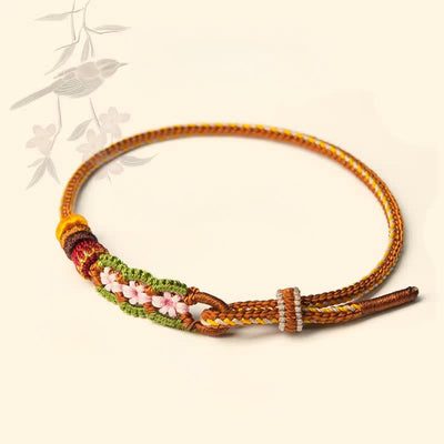 Buddha Stones Hand-Woven Floral Chinese Knotting Fortune Adjustable Cord Bracelet - String(Protection♥Luck) - image 0