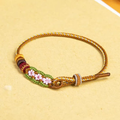 Buddha Stones Hand-Woven Floral Chinese Knotting Fortune Adjustable Cord Bracelet - image 2