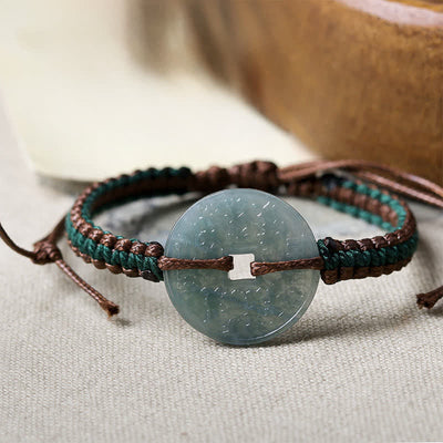 Buddha Stones Jade Peace Buckle Hand-Woven Tranquility Adjustable Bracelet - image 8