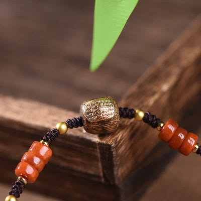 Buddha Stones Hand-Woven Red Sandalwood Blessing Braided Tassel Bracelet - image 9
