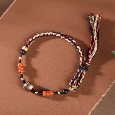 Buddha Stones Hand-Woven Red Sandalwood Blessing Braided Tassel Bracelet - image 7