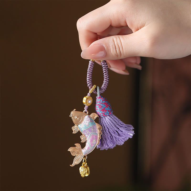 FREE Today: Prosperity and Wealth Song Brocade Koi Fish Keychain - Light Purple - image 2