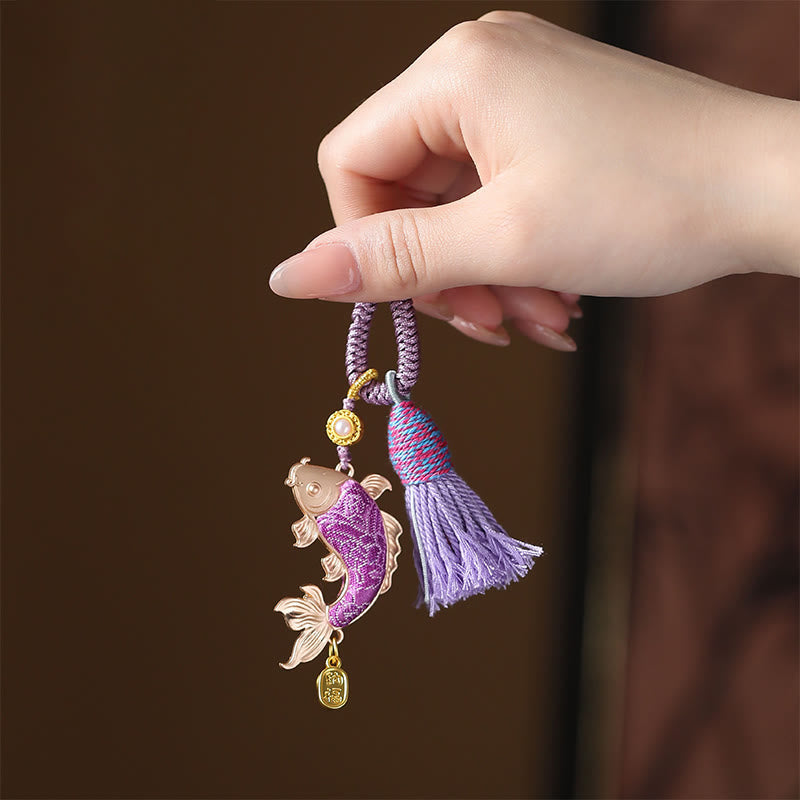 FREE Today: Prosperity and Wealth Song Brocade Koi Fish Keychain - Purple - image 1