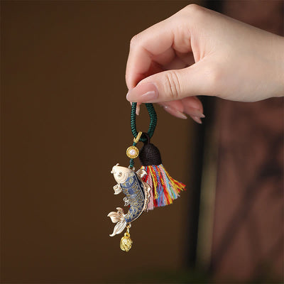 FREE Today: Prosperity and Wealth Song Brocade Koi Fish Keychain - Blue - image 3