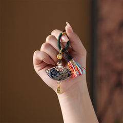Buddha Stones Song Brocade Fan Blessing Keychain - image 0