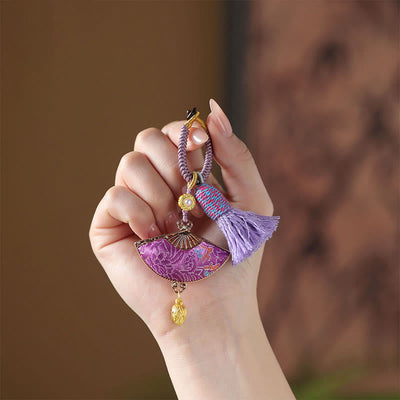 Buddha Stones Song Brocade Fan Blessing Keychain - image 2