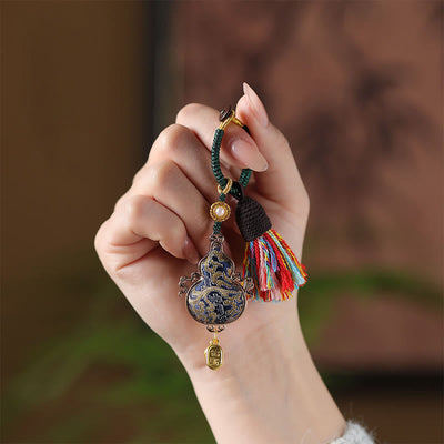 Buddha Stones Song Brocade Gourd Fortune Keychain - image 1