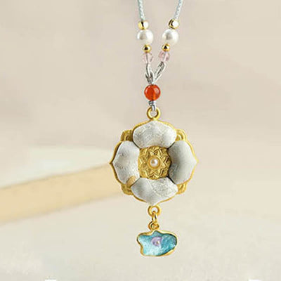 Buddha Stones Song Brocade Four-Leaf Clover Luck Necklace - image 18
