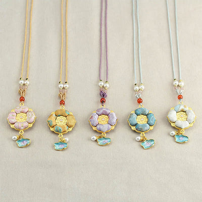 Buddha Stones Song Brocade Four-Leaf Clover Luck Necklace - image 19