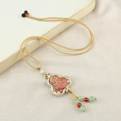 Buddha Stones Song Brocade Gourd Health Necklace - image 0