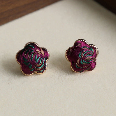 Buddha Stones Song Brocade Flower Balance Earrings - Purple - image 3