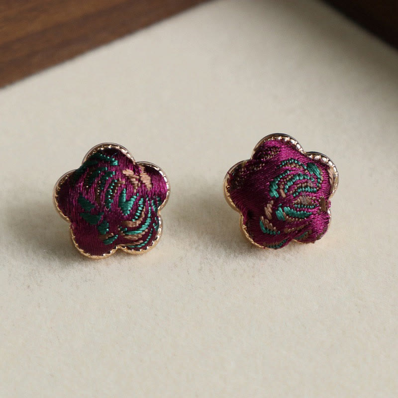 Buddha Stones Song Brocade Flower Balance Earrings - Purple - image 3