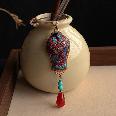 Buddha Stones Song Brocade Vase Design Elegant Brooch - image 8