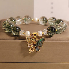 Buddha Stones Green Phantom Pearl Accent Butterfly Growth Beaded Bracelet - Green Phantom(Lucky ♥ Positive) - image 0