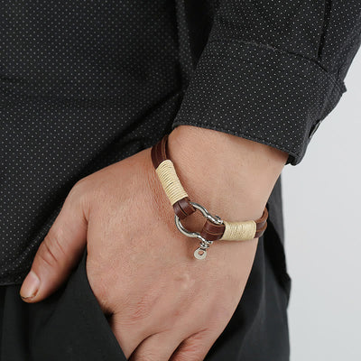 Buddha Stones Leather Double Wrap Winding Thread Shackle Balance Bracelet - image 6