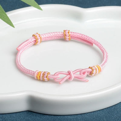 Buddha Stones Hand Woven Butterfly Luck Adjustable Braided Cord Bracelet - Pink - Red String(Protection♥Luck) - image 1