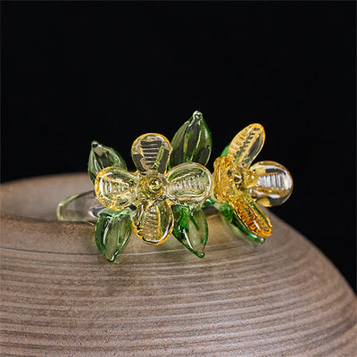 Buddha Stones Liuli Osmanthus Flower Wisdom Ring - Osmanthus(Color Shape and Size May vary) - image 0