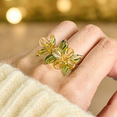 Buddha Stones Liuli Osmanthus Flower Wisdom Ring - image 8