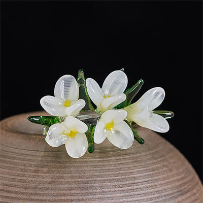 Buddha Stones Liuli Pear Blossom Flower Wisdom Ring - image 3